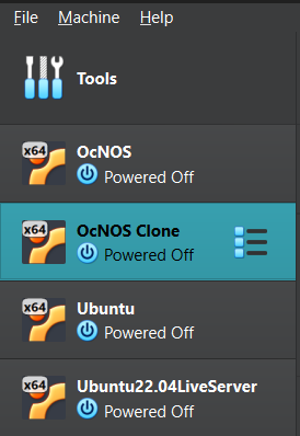 Tampilan VM OcNOS Clone